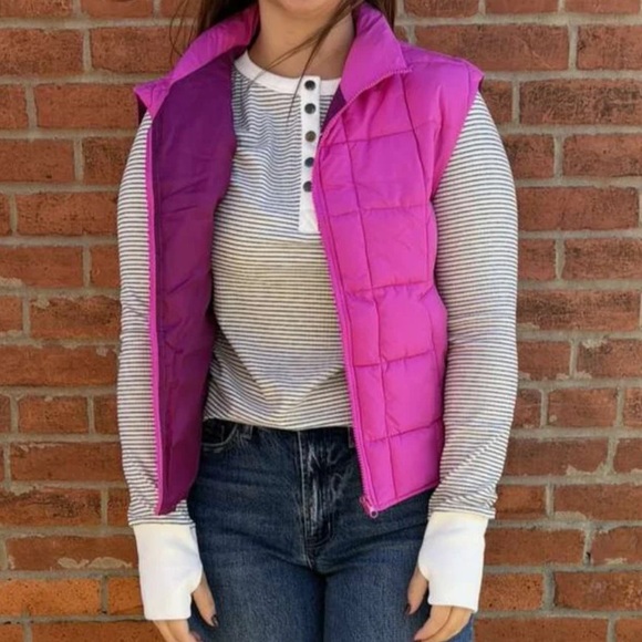 Fuchsia Barbie Pink Quilted Puffer Vest - Picture 11 of 13